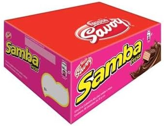 SAMBA Fresa, Galleta Cubierta de Chocolate Rellena sabor a Fresa, 20 Unidades de 1.1 oz c/u total 22.6 oz