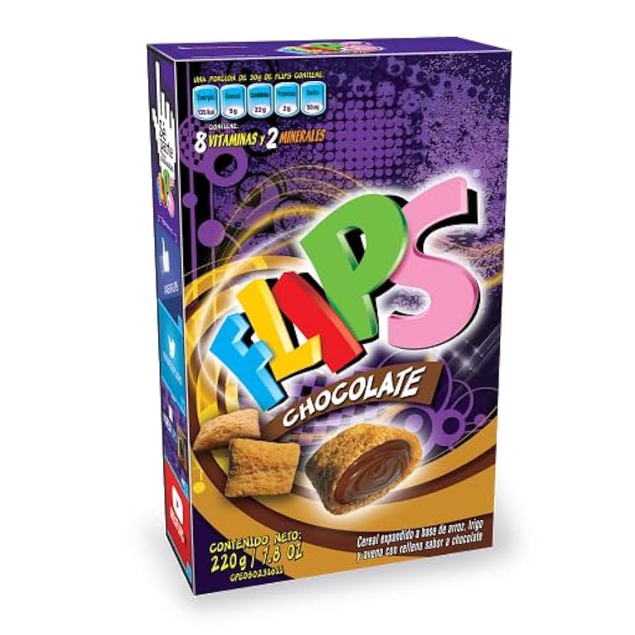 Flips Chocolate – Cereal Azucarado con Relleno Cremoso de Leche (220 g)