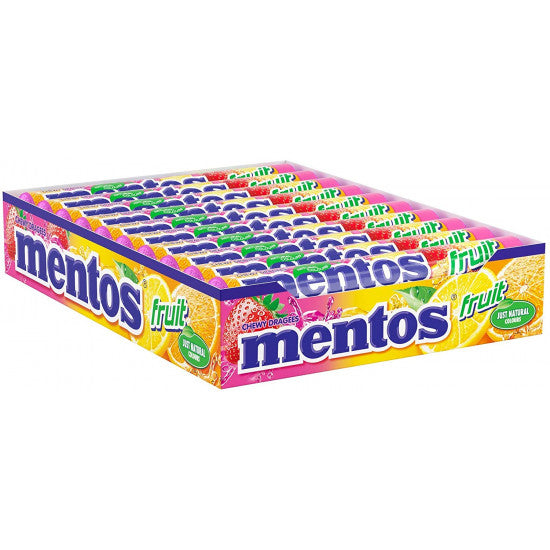 Mentos Frutas, Caramelo Masticable con Zumo de Frutas - 20 unidades de 38 gr (Total 760 gr)
