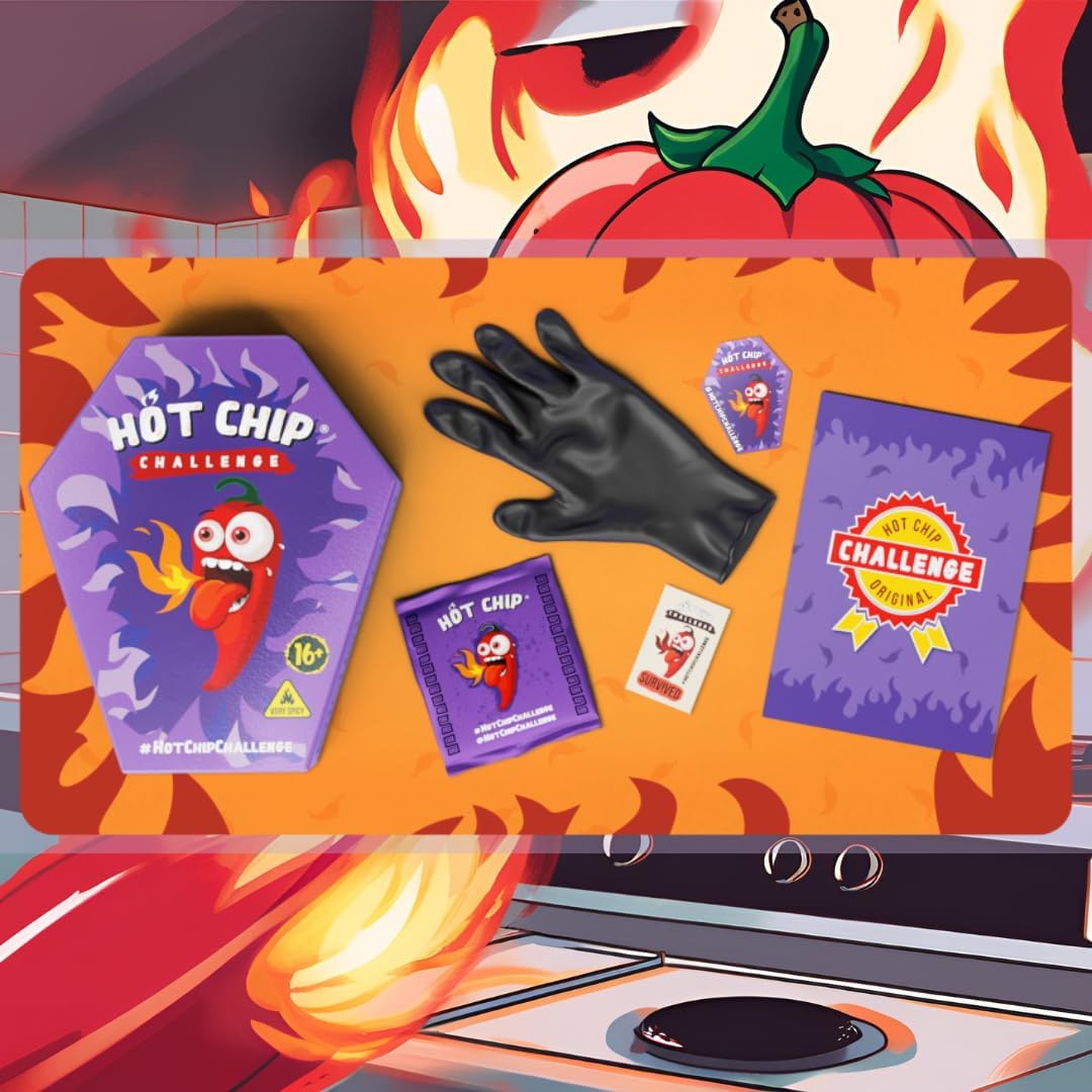 HOT-CHIP – La patata más picante del mundo- 67g de pura picante para valientes – ¡Perfecto para desafíos y fiestas!
