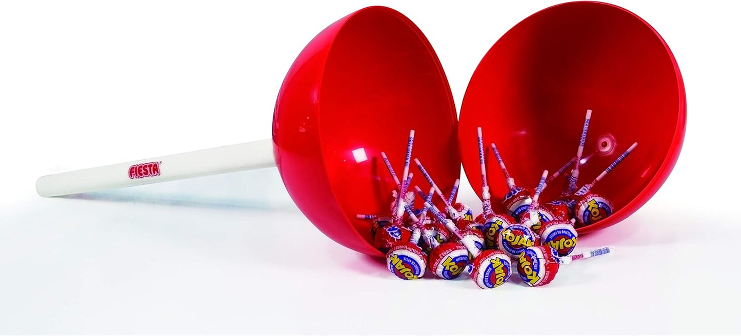 FIESTA Kojak Gigante Estuche con Caramelos con Palo Sabor Cereza Rellenos de Chicle - Contiene 23 unidades