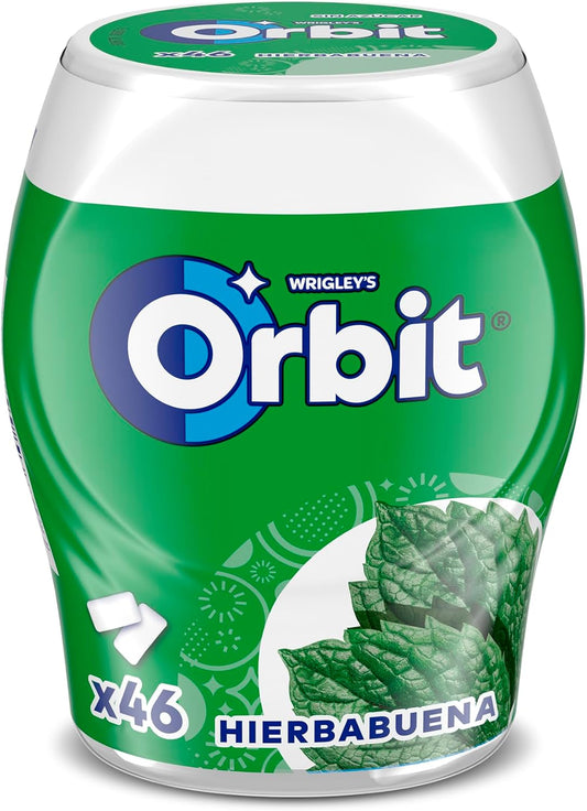 Frasco Orbit de Goma de Mascar Sem Açúcar, Sabor Hortelã, Fresco, Intenso e Duradouro em formato Drageia (6 x 46 gomas de mascar)