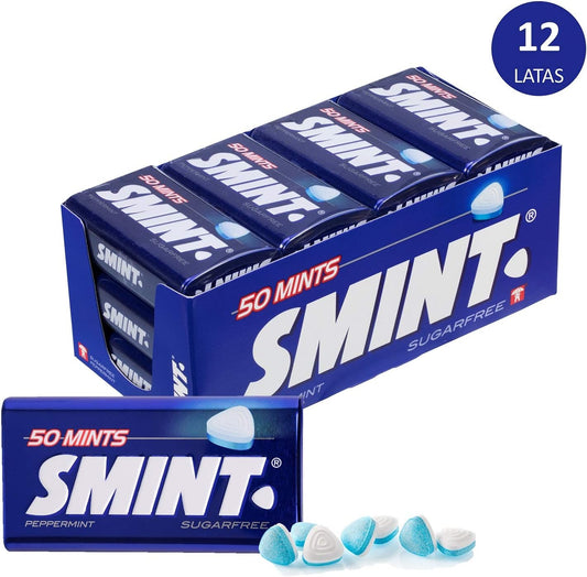 Smint Tin Mint, Sugar Free Compressed Candy - 12 units of 35 gr. (Total 420 gr.)