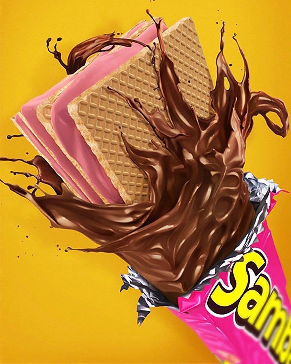 SAMBA Fresa, Galleta Cubierta de Chocolate Rellena sabor a Fresa, 20 Unidades de 1.1 oz c/u total 22.6 oz