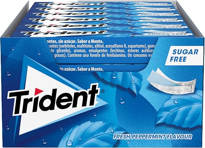 Trident Fresh Stick Menta - Chicles sin Azúcar con Sabor a Menta - Paquete de 24 Envases de 13,5 g