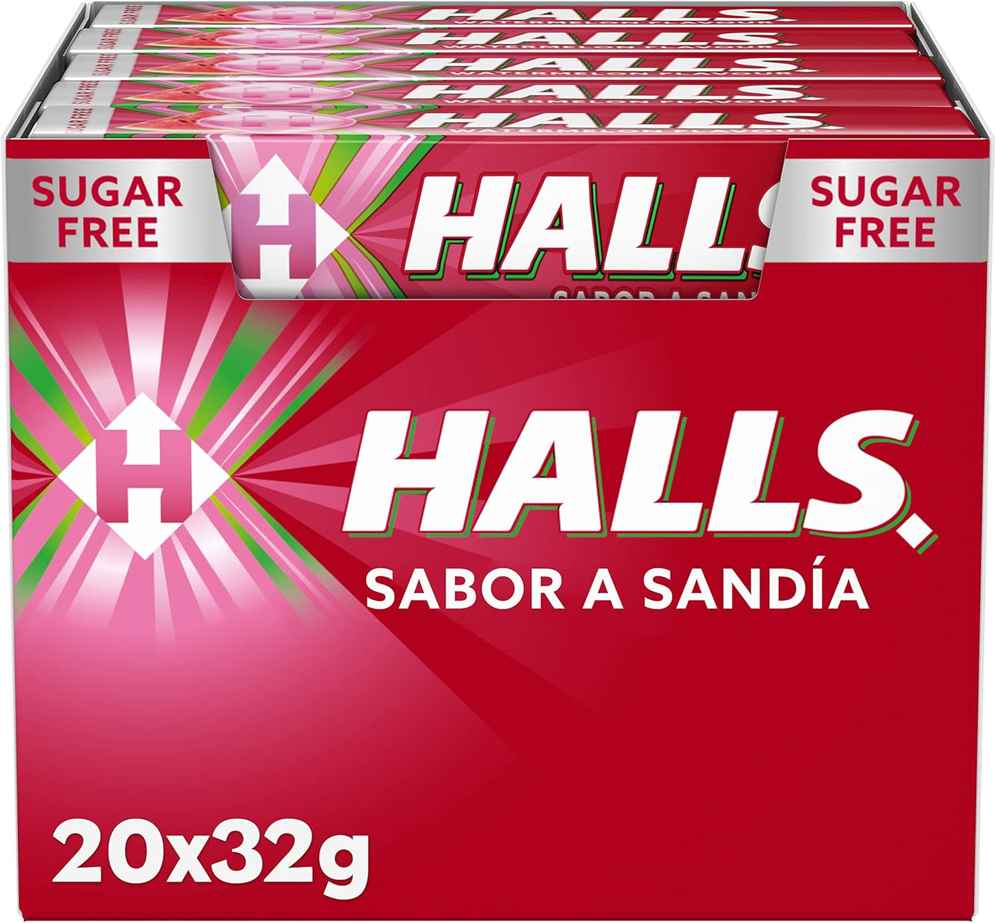 Halls Watermelon - Hard candy - Box with 20 sticks of 32 g