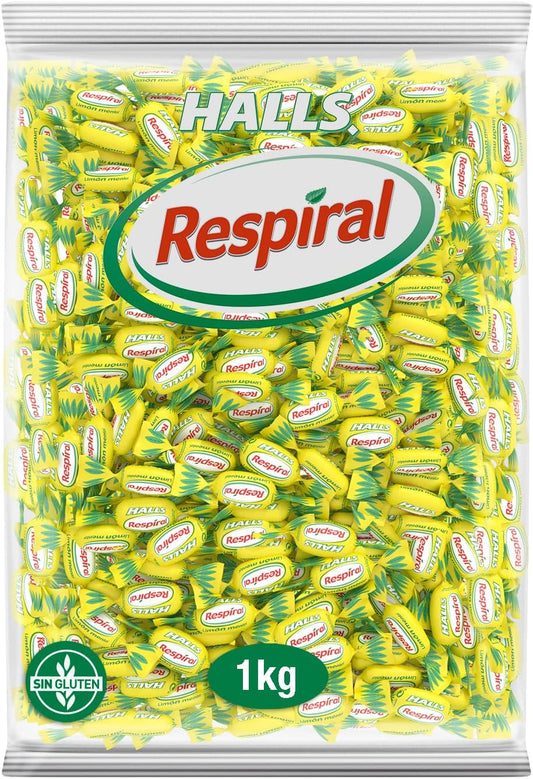 Halls Respiral - Caramelos Duros Sabor Limón y Mentol, Caramelos, Sabor Limon - 1kg