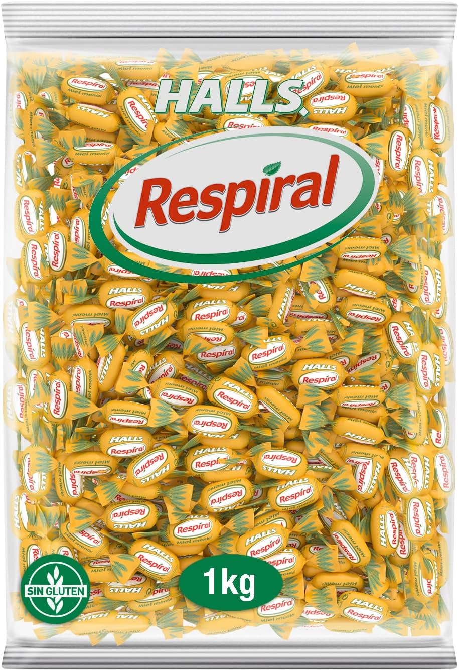 Halls Respiral Refreshing Hard Candies Honey and Menthol Flavor Gluten Free - 1kg