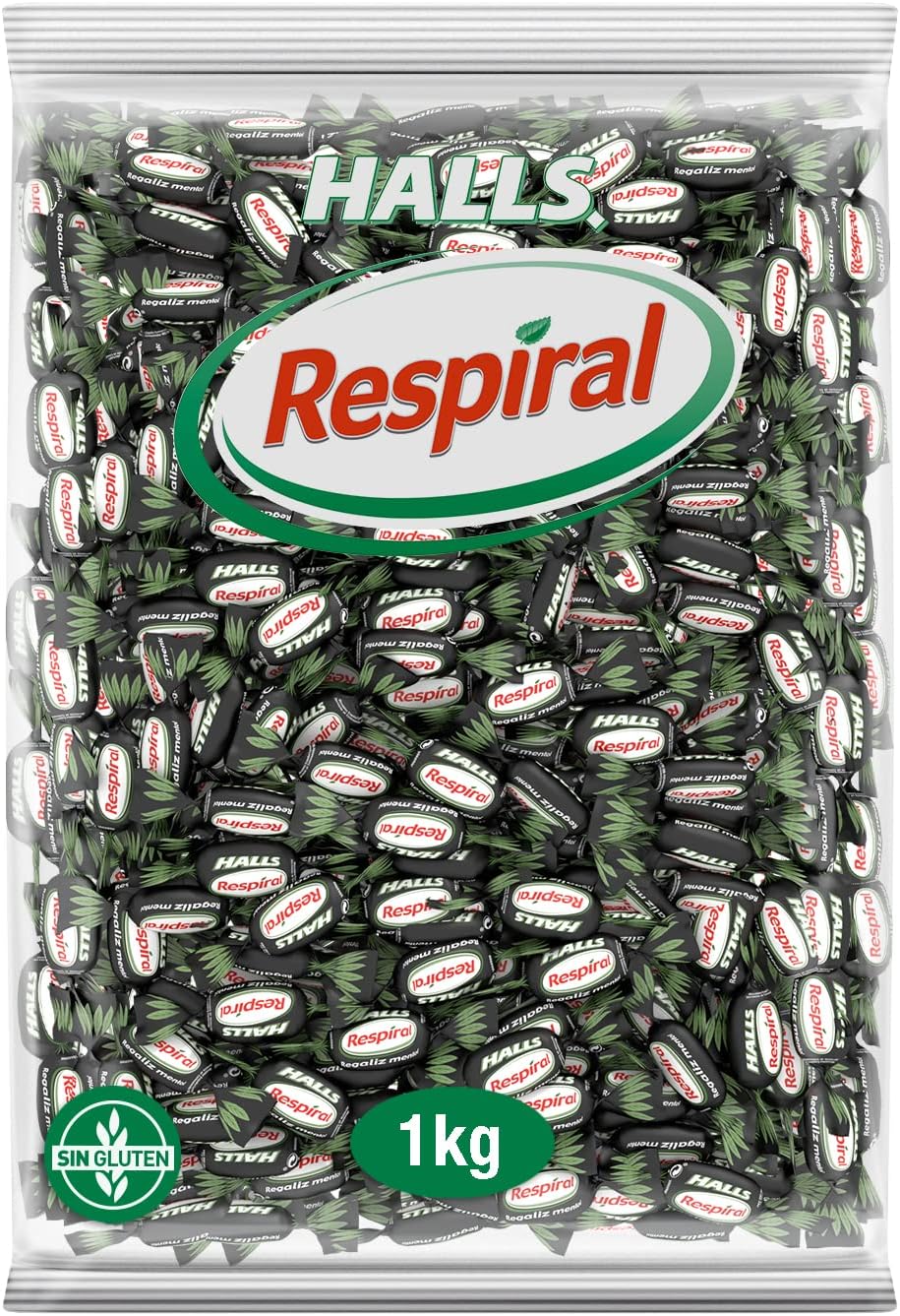 Halls Respiral Gluten Free Refreshing Hard Candies Licorice and Menthol Flavour - Large Bag 1kg