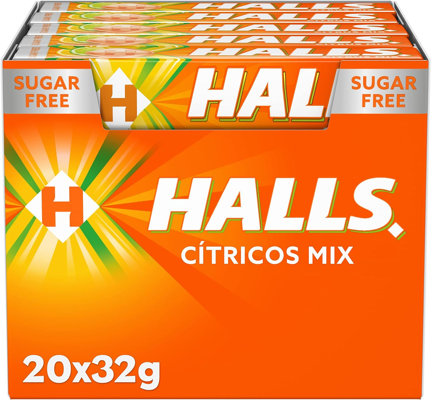 Halls Citrus - Hard candy - Box with 20 sticks of 32 g