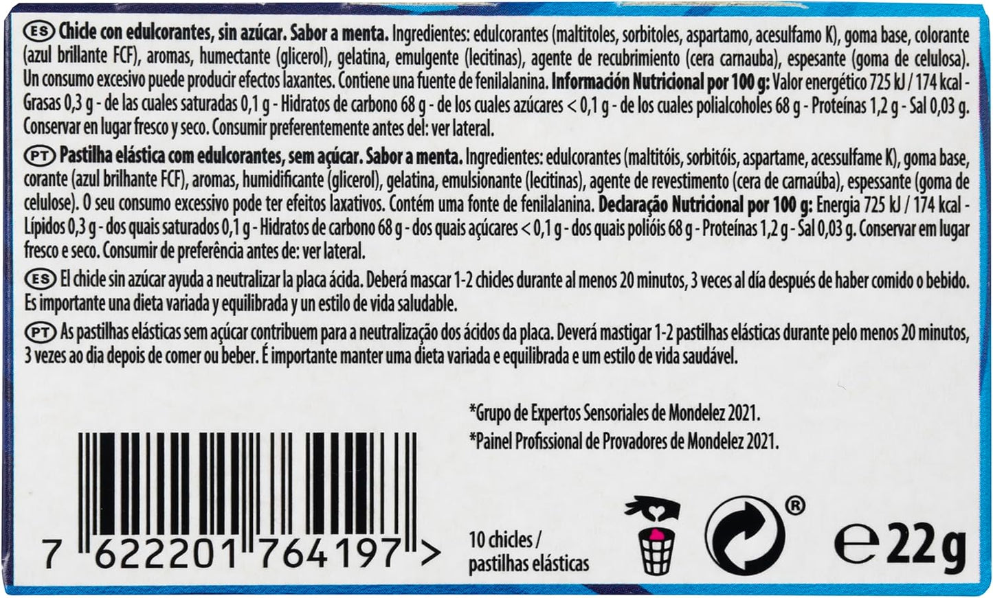 Trident 60 Minutes Mint - Sugar-Free Mint-Flavored Chewing Gum - Pack of 16 Containers 22 g