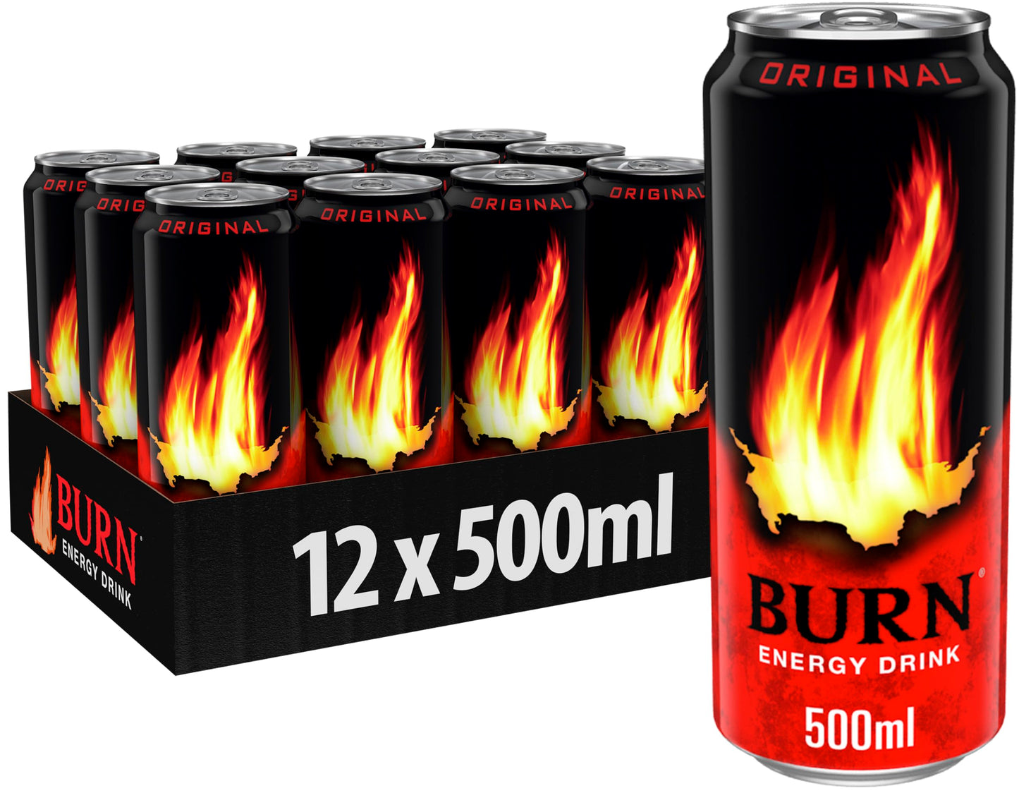 Burn Energy Original, Bebida Energética, Pack 12 latas de 500 ml