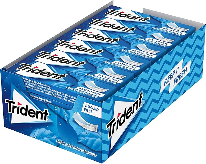 Trident Fresh Stick Menta - Chicles sin Azúcar con Sabor a Menta - Paquete de 24 Envases de 13,5 g