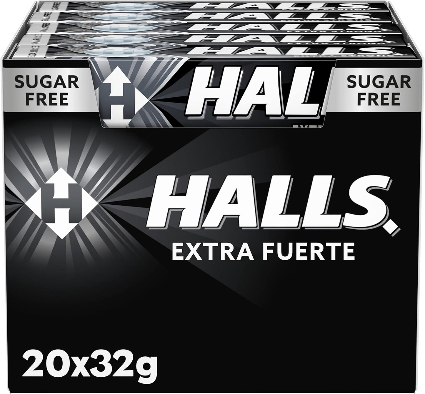 Halls Menta Fuerte - Caramelo duro - Caja con 20 unidades x 32g (total de 640g)