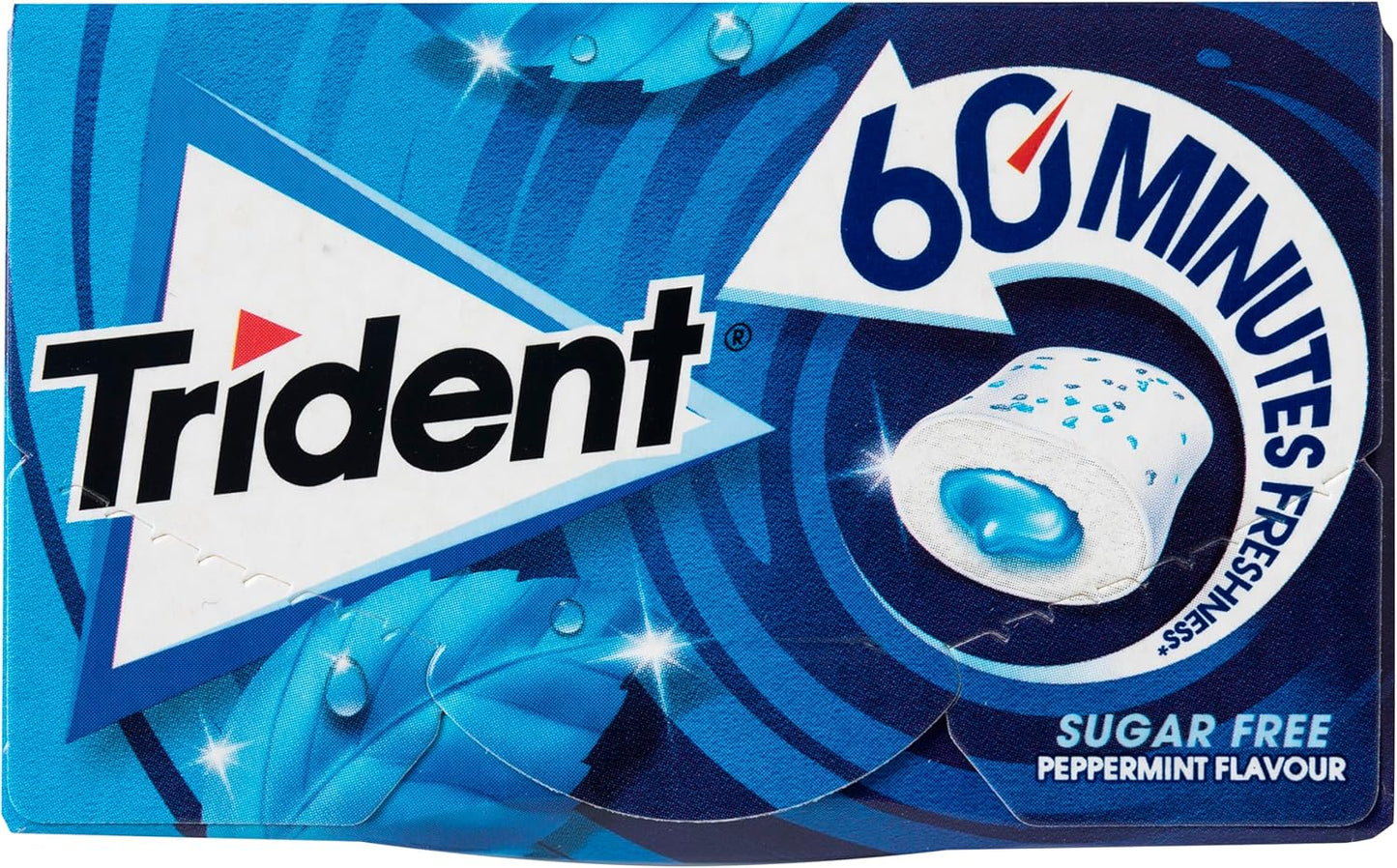 Trident 60 Minutes Mint - Sugar-Free Mint-Flavored Chewing Gum - Pack of 16 Containers 22 g