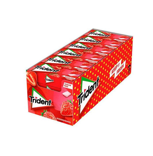 Trident GRAGEA FRESA - Chicles SIN AZUCAR - Caja 24 Unidades de 14g