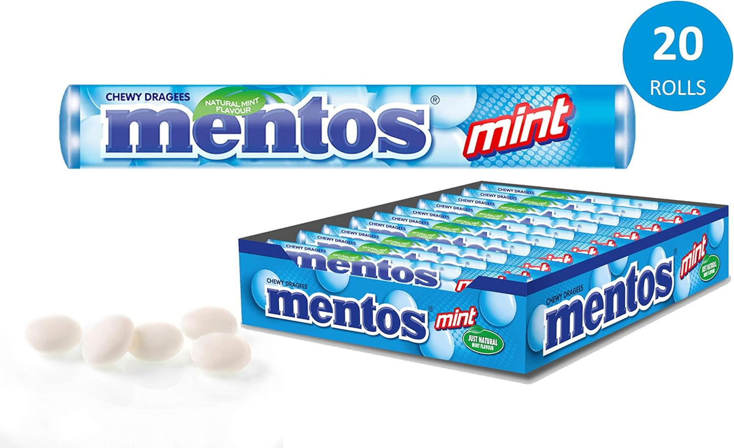 Mentos Menta, Caramelo Masticable - 20 unidades de 38 gr (Total 760 gr)