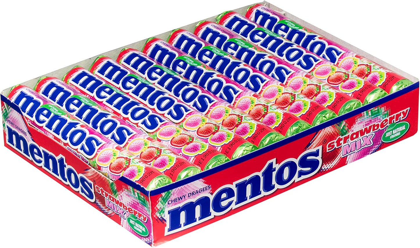 Mentos Mix de Fresas, Caramelo Masticable - 20 unidades de 38 gr (Total 760 gr)