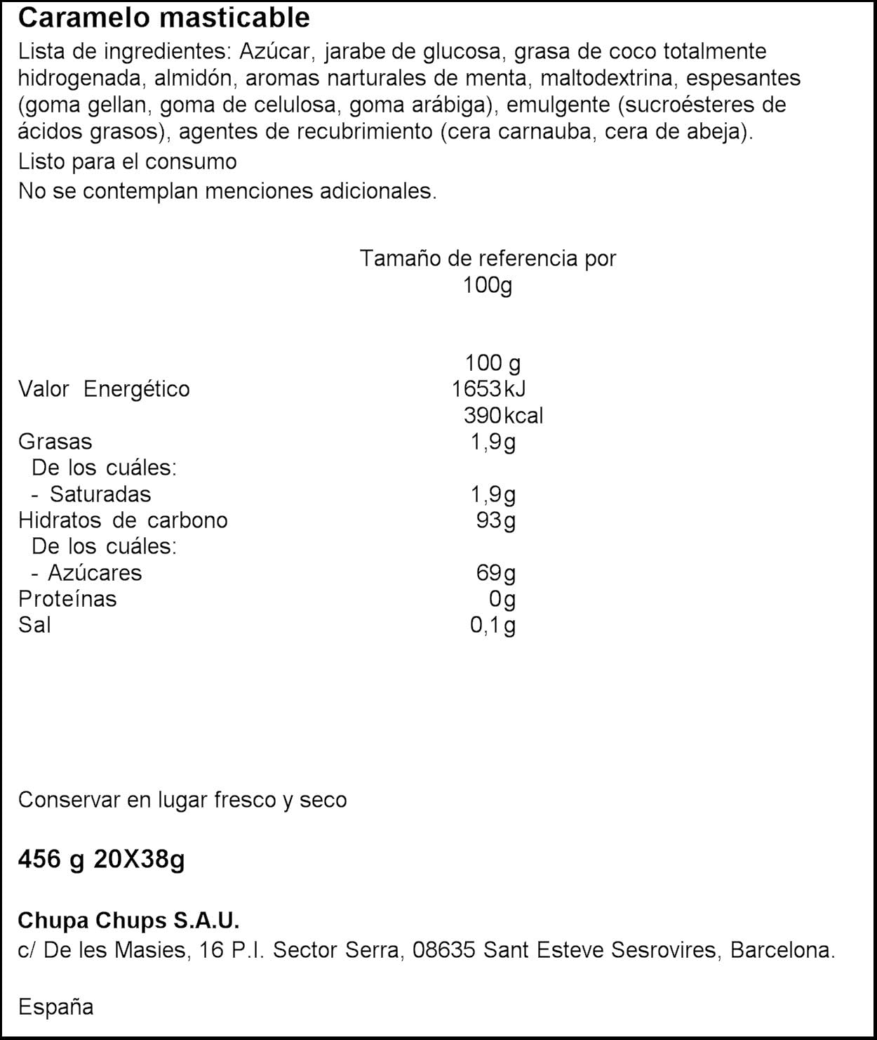 Mentos Menta, Caramelo Masticable - 20 unidades de 38 gr (Total 760 gr)