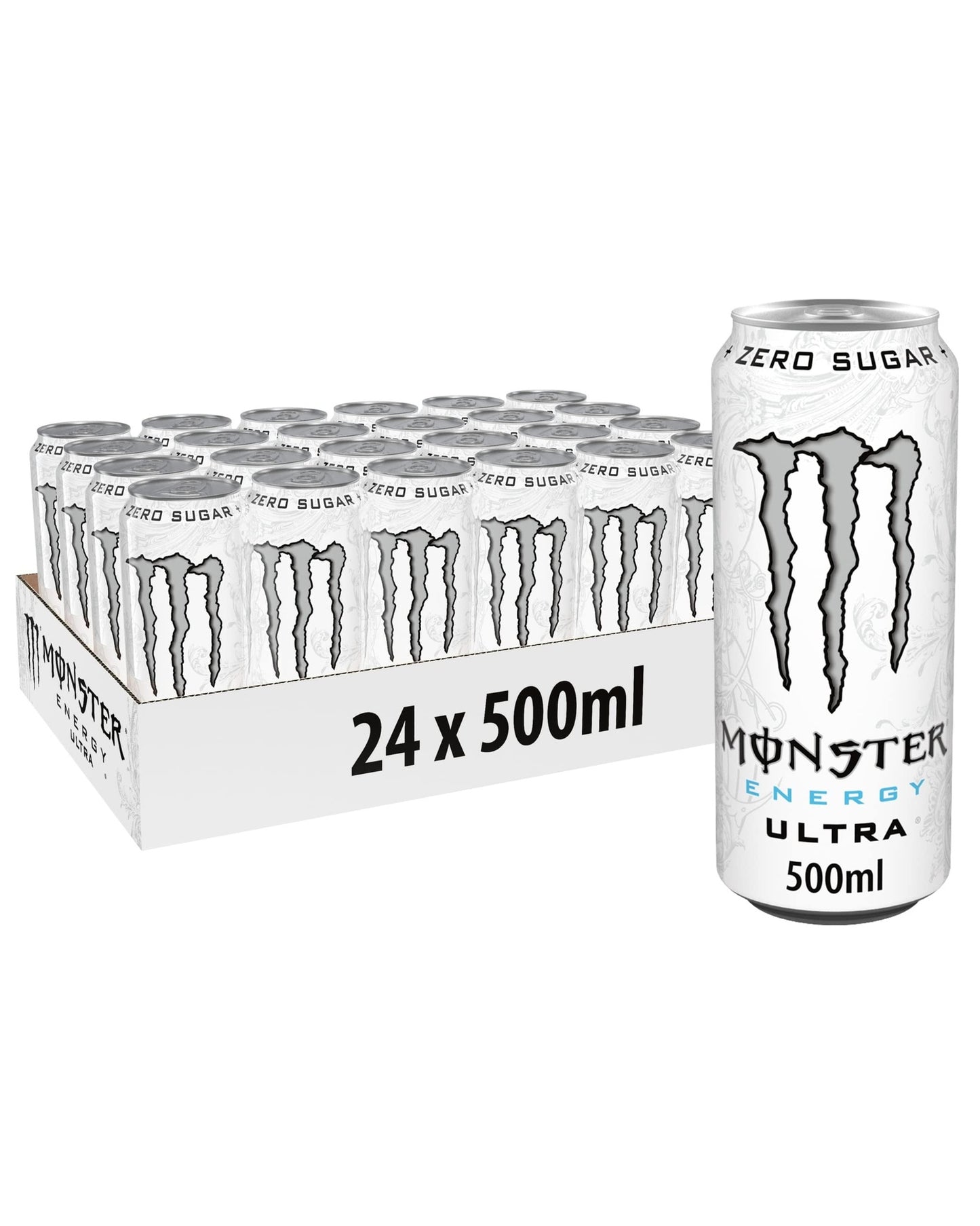 MONSTER ULTRA WHITE ZERO 500ML - ENERGY DRINK - CAN PACK 8 OR 24 UNITS - NATIONAL