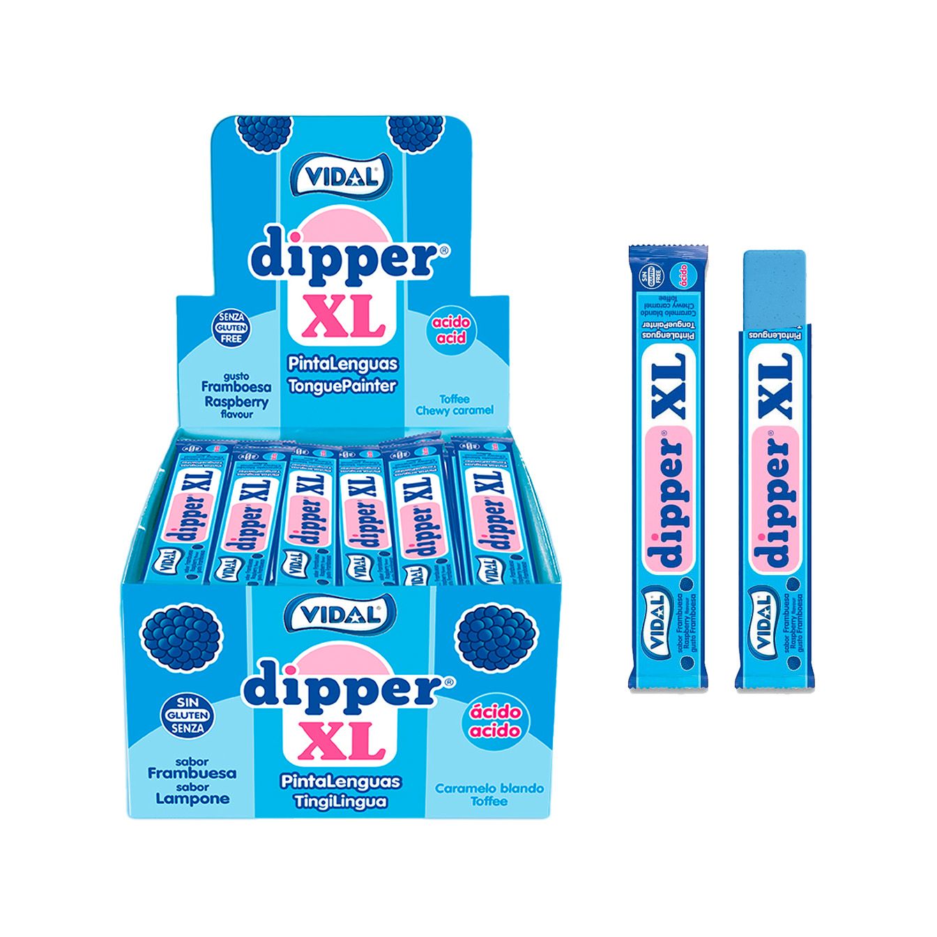 Vidal Dipper XL Frambuesa estuche 100 Unidades