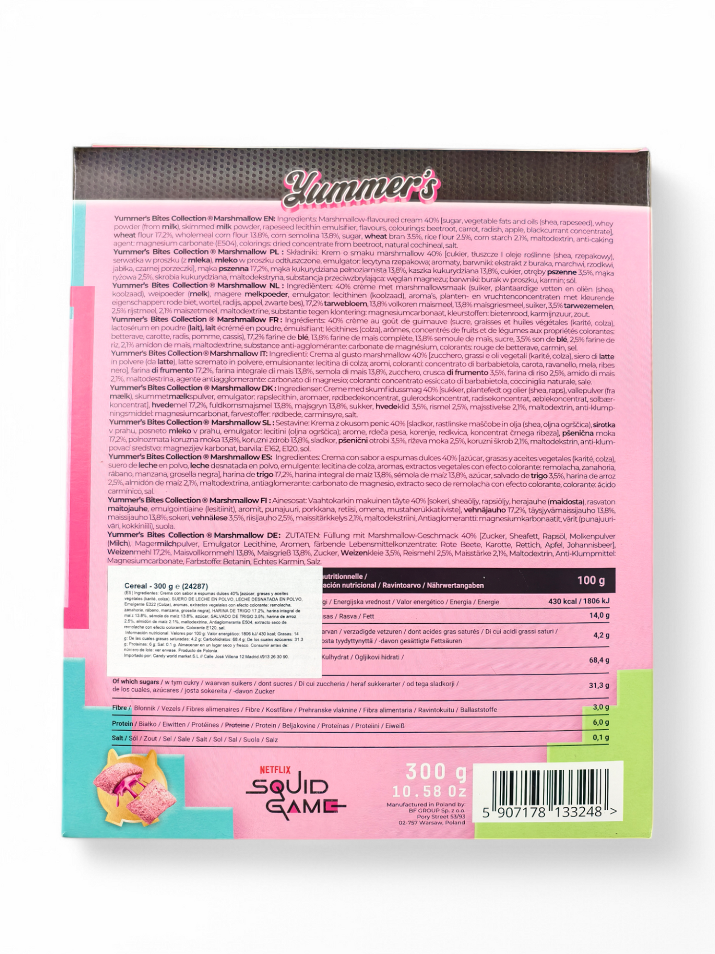 Yummers Cereales SQUID GAME - El Juego del Calamar - Sabor Marshmallow 300g
