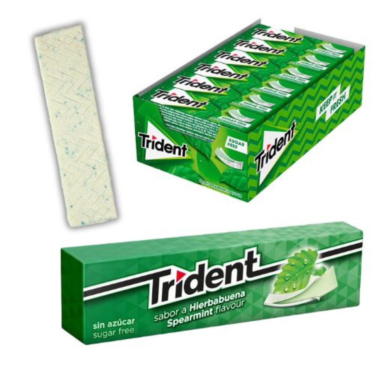 Trident Fresh Stick HIERBABUENA - Chicles sin Azúcar con Sabor a HIERBABUENA - Paquete de 24 Envases de 13,5g