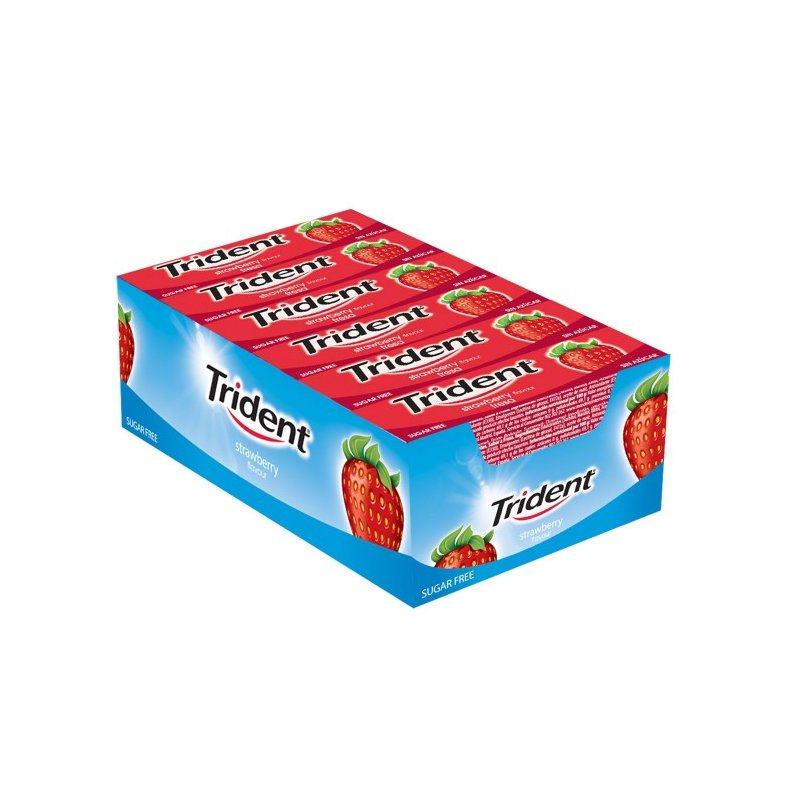 Trident Fresh Stick STRAWBERRY - Sugar-Free Chewing Gum with STRAWBERRY Flavour - Pack of 24 Containers of 13.5g