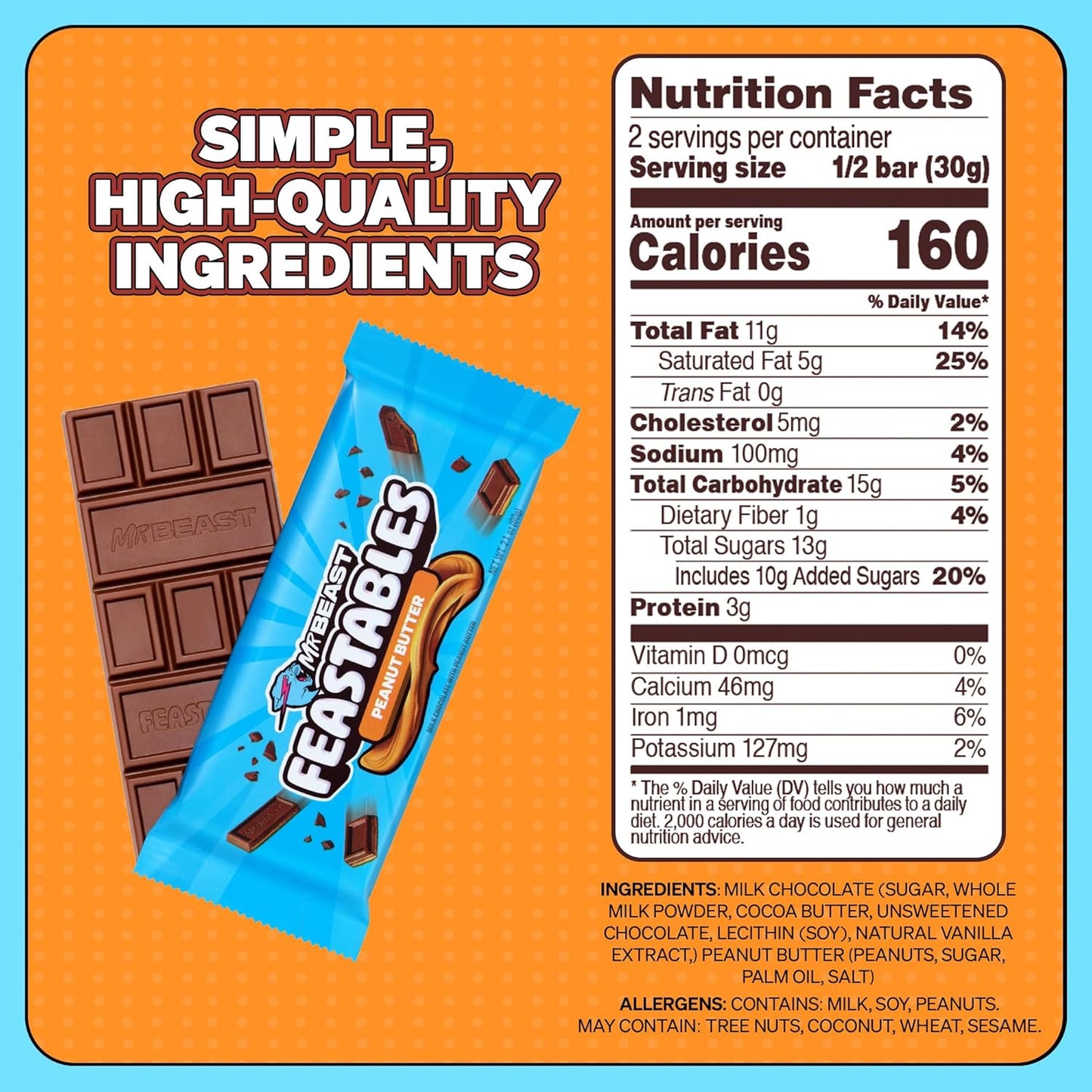 Feastables MrBeast Chocolate Bars/Barras de chocolate (10 x 60 g) - El regalo de chocolate para la verdadera bestia (Deez Nutz/Peanut Butter)
