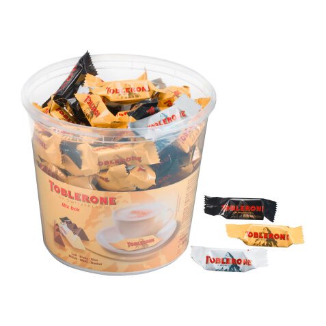 Toblerone Mini Surtido - 103 Unidades - Toblerone Mini Chocolate Suizo Mix de Sabores: Chocolate con Leche, Chocolate Blanco y Chocolate Negro con Nougat de Miel y Almendras 904g