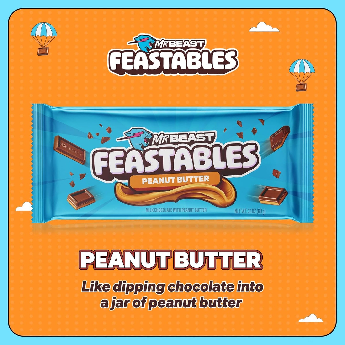 Feastables MrBeast Chocolate Bars/Barras de chocolate (10 x 60 g) - El regalo de chocolate para la verdadera bestia (Deez Nutz/Peanut Butter)