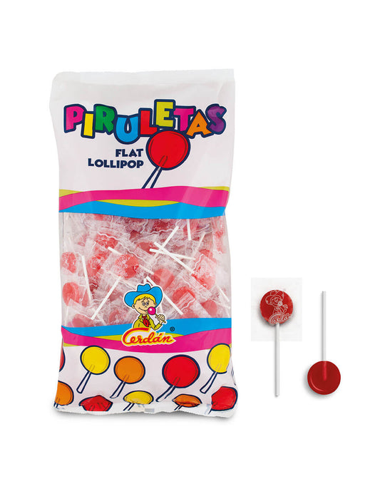 Caramelos Cerdán - Piruletas REDONDAS Sabor Cereza | Caramelo Duro con Palo sin Gluten ni Alérgenos | Ideal para Fiestas, Eventos y Cumpleaños | 200U