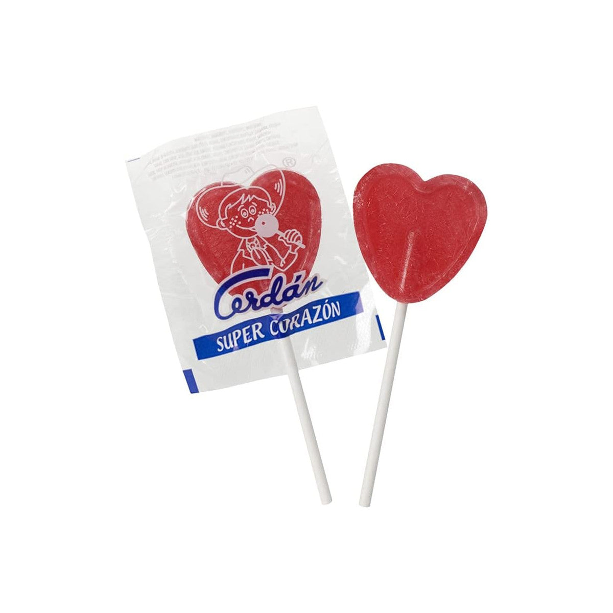 Super Cherry Heart Lollipop CERDÁN 80 Units