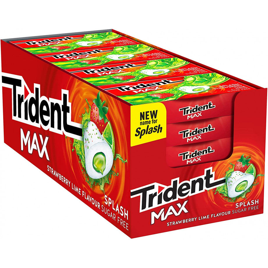Trident max strawberry lime - SUGARLESS gum - Box of 16 units
