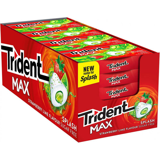 Trident max fresa lima- Chicles SIN AZUCAR - Caja 16 Unidades