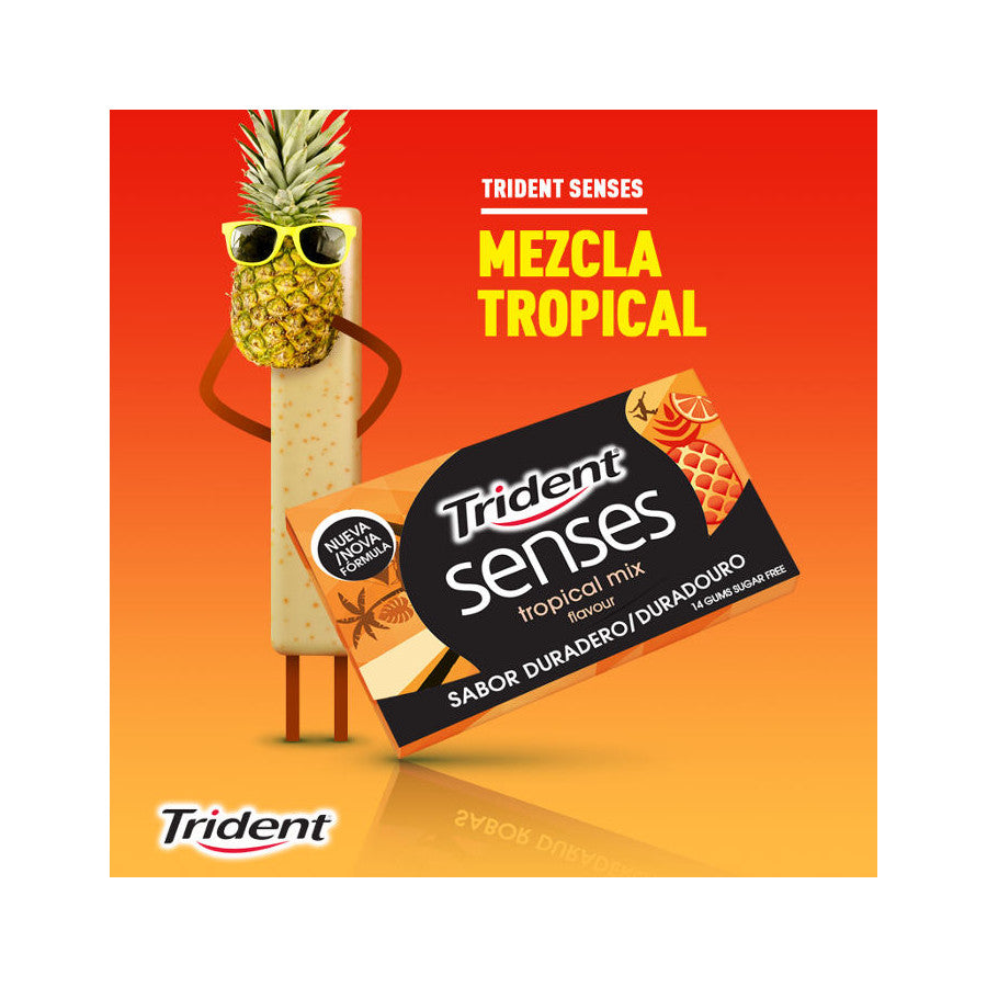 Trident Chicle Senses Tropical 12 unidades