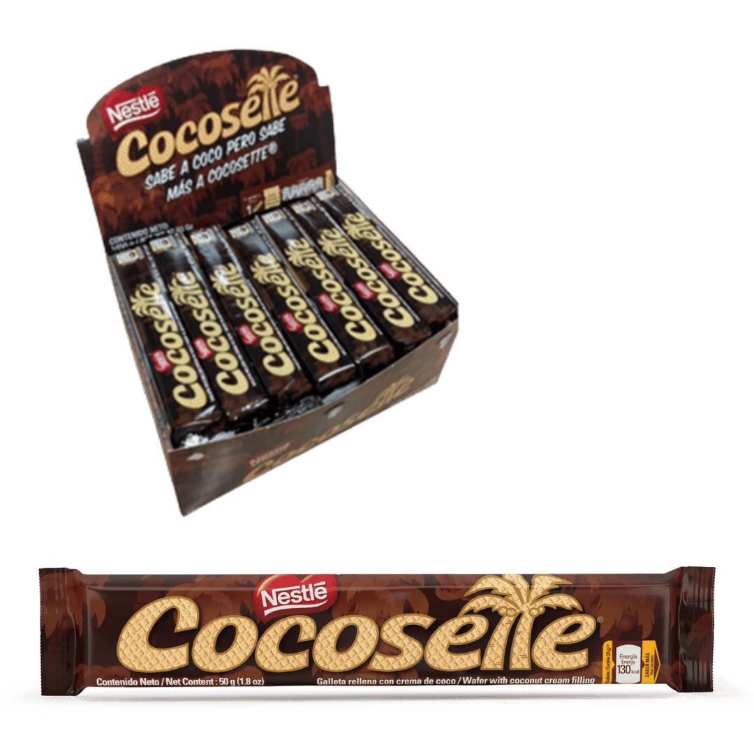 Nestle COCOSETTE - Barquillo de Galleta Rellena de Crema de Coco - CAJA de 21 Unidades de 50g