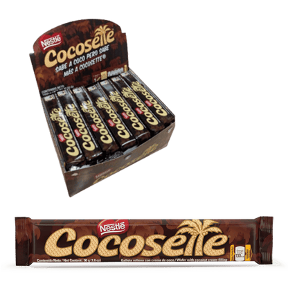 Nestle COCOSETTE - Barquillo de Galleta Rellena de Crema de Coco - CAJA de 21 Unidades de 50g