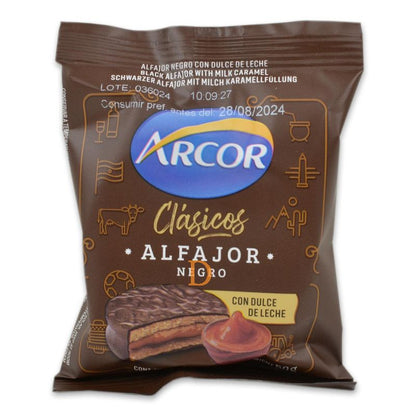 Alfajores Arcor Chocolate Negro Rellenos de dulce de leche - NEGRO - 18 uds (900g)
