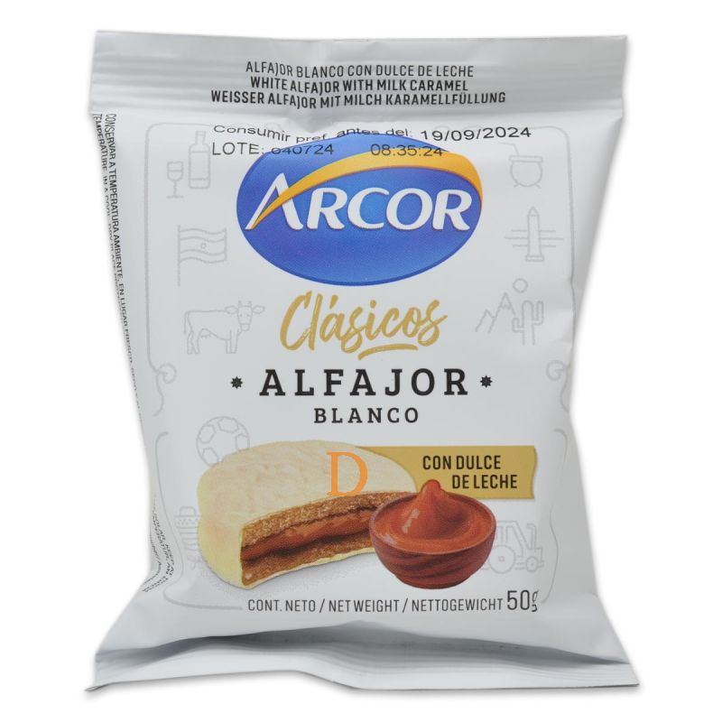 Alfajores Arcor Chocolate BLANCO Rellenos de dulce de leche - NEGRO - 18 uds (900g) (Copia)