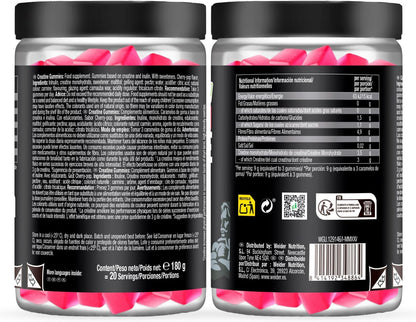 Weider Premium Creatine Gummies (60 gominolas) Sabor Cereza, con 3,5g creatina monohidrato 100% Creapure/porción, ayuda a aumentar el rendimiento físico (20 porciones)
