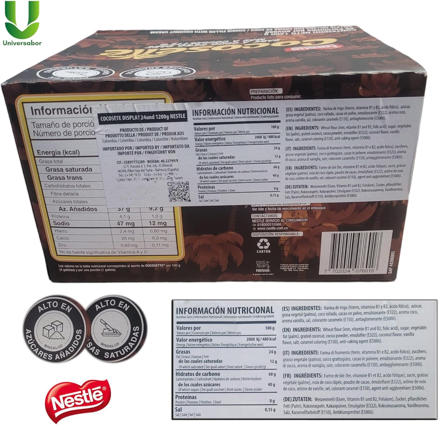 Nestle COCOSETTE - Barquillo de Galleta Rellena de Crema de Coco - CAJA de 21 Unidades de 50g