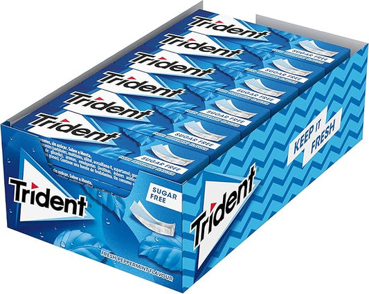 Trident Fresh Stick Menta - Chicles sin Azúcar con Sabor a Menta - Paquete de 24 Envases de 13,5 g
