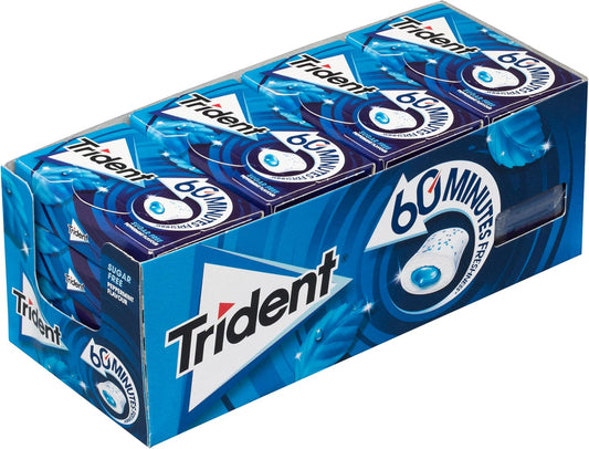 Trident 60 Minutos Menta - Chicles sin Azúcar con Sabor a Menta - Paquete de 16 Envases 22 g