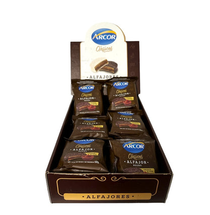 Alfajores Arcor Chocolate Negro Rellenos de dulce de leche - NEGRO - 18 uds (900g)