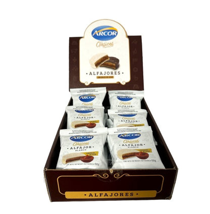 Alfajores Arcor Chocolate BLANCO Rellenos de dulce de leche - NEGRO - 18 uds (900g) (Copia)