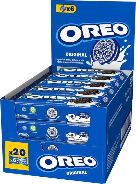 Oreo Original Galletas de Cacao Rellenas de Crema Sabor Vainilla - Caja de 20 paquetes x 66g