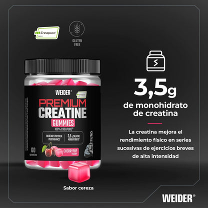 Premium Creatine Gummies (60 Gommes) Cherry Pop Flavour, With 3,5G Creatine M